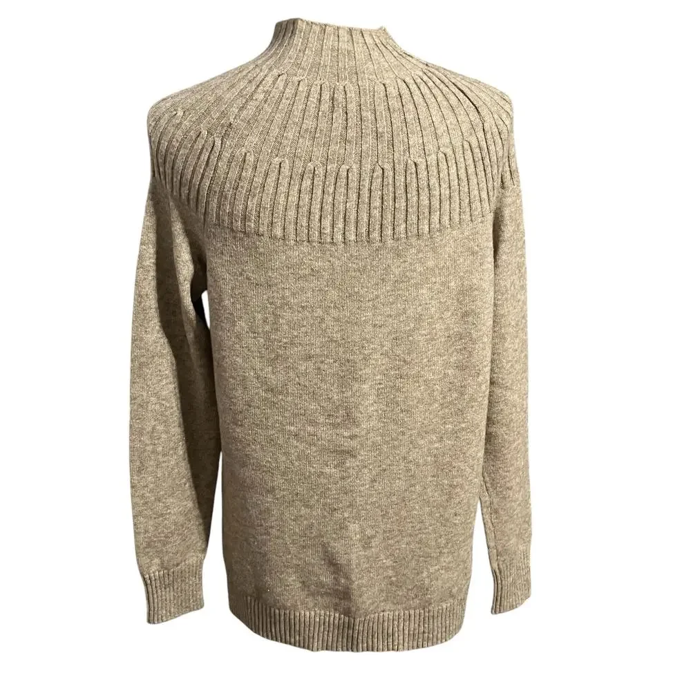 Anthropologie Women's Taupe Stretchy Mock Neck Sweater Sz S Capsule Wardrobe